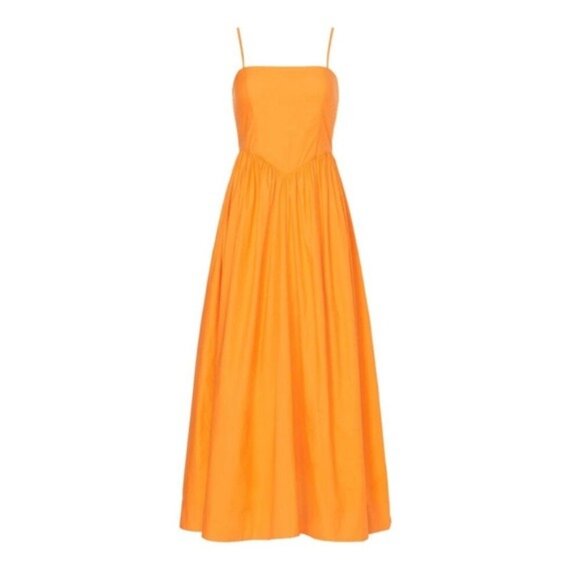 Ronny Kobo Collection Dresses & Skirts - Ronny Kobo Robin Sleeveless Cotton Marigold Orange Poplin A-Line Midi Dress M